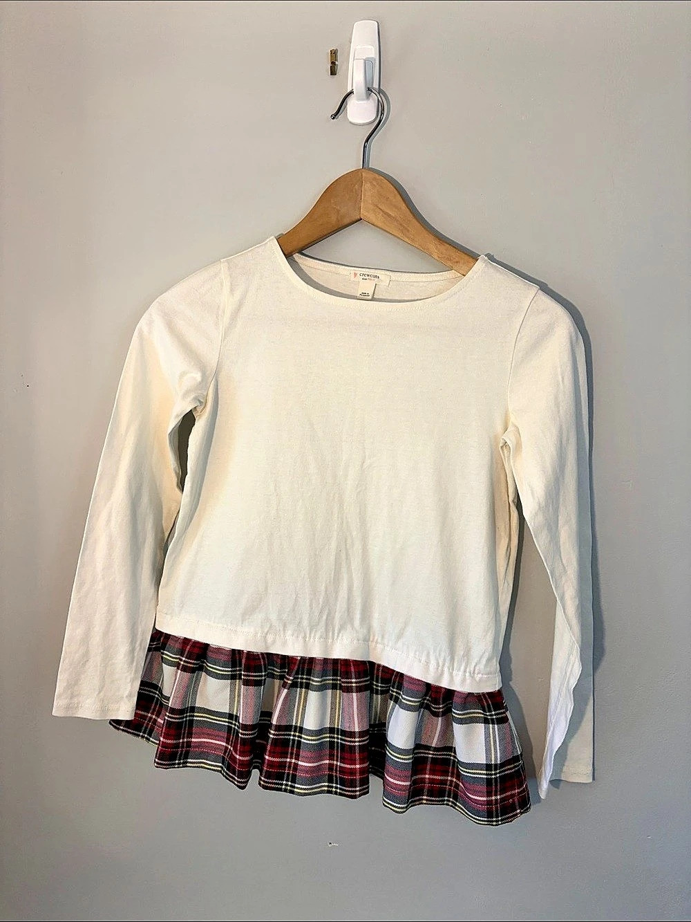 crewcuts Girls Plaid trim top  Girls M (8-9)